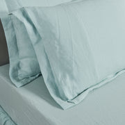 Close Up Flanged Linen Pillowcases Icy Blue - Linenshed