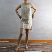Frayed Edge Natural Linen Dress 01- Linenshed