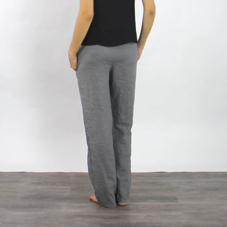 Gray Linen Pant Wide Two Pockets - Linenshed