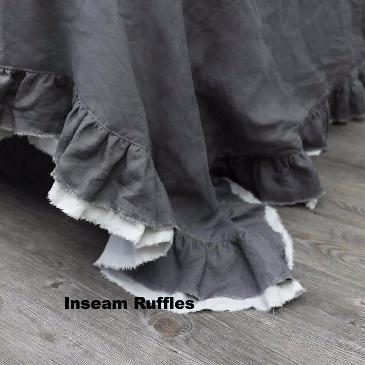 Two Layers Linen Duvet cover with inseam ruffle