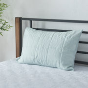 Quilted Linen Pillowcases Icy Blue - Linenshed