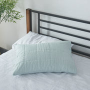 Icy Blue Linen Quilted Pillowcases - Linenshed