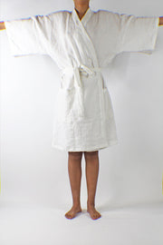 Linen Kimono Style Robe Knee Length Unisex Spa bathrobe