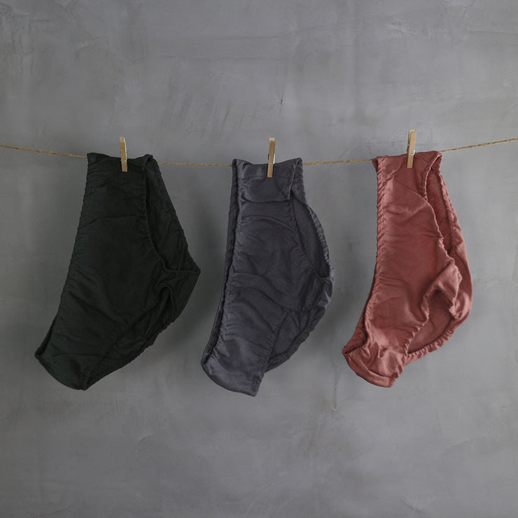 Black olive/ Lead Gray/ Brick Ladies Knickers - Linenshed