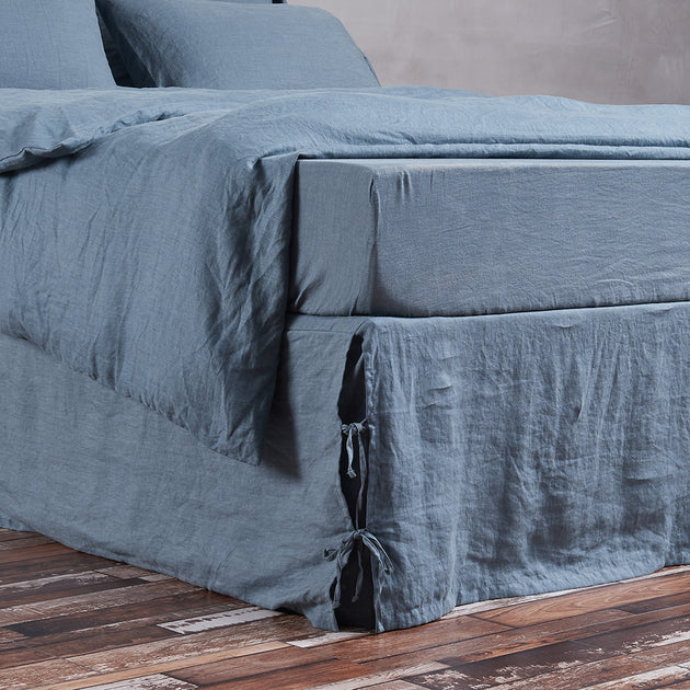 Linen Knotted Bed Skirt 100 Pure Stonewashed Linen Bedding