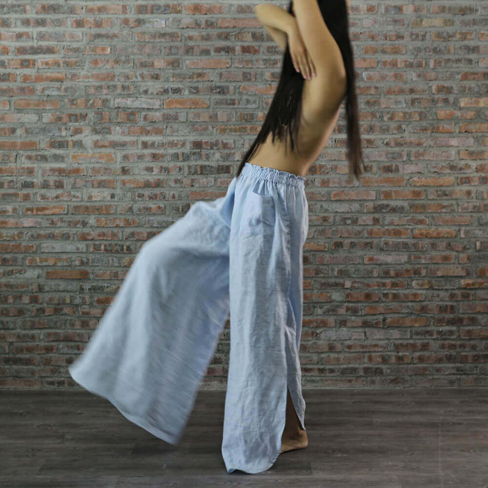 Linen Palazzo Pants Wide-leg Trousers Linenshed