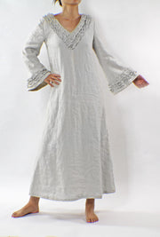 Linen Ruffled Night Dress  Luxury Nightgown  linenshed Linen Ruffled N