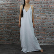 Long NightGown Stone Grey -01 - Linenshed