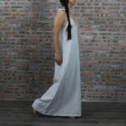 Long NightGown Stone Grey -02 - Linenshed