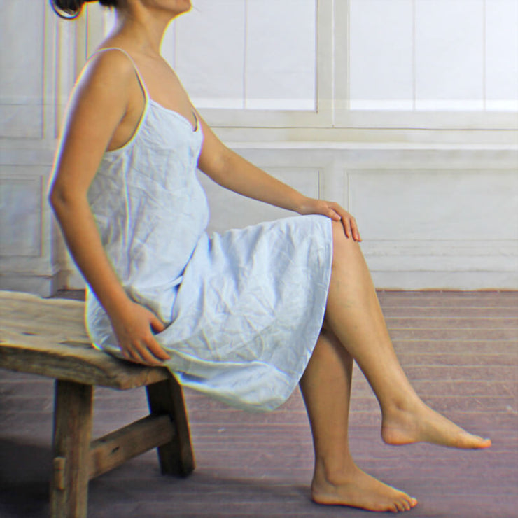 V Neck Washed Linen Nightgown