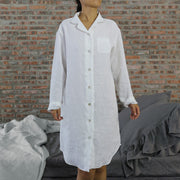 Buttoned Front Linen Nightshirt