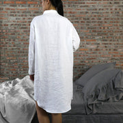 Detail Back Of White Linen Night Shirt