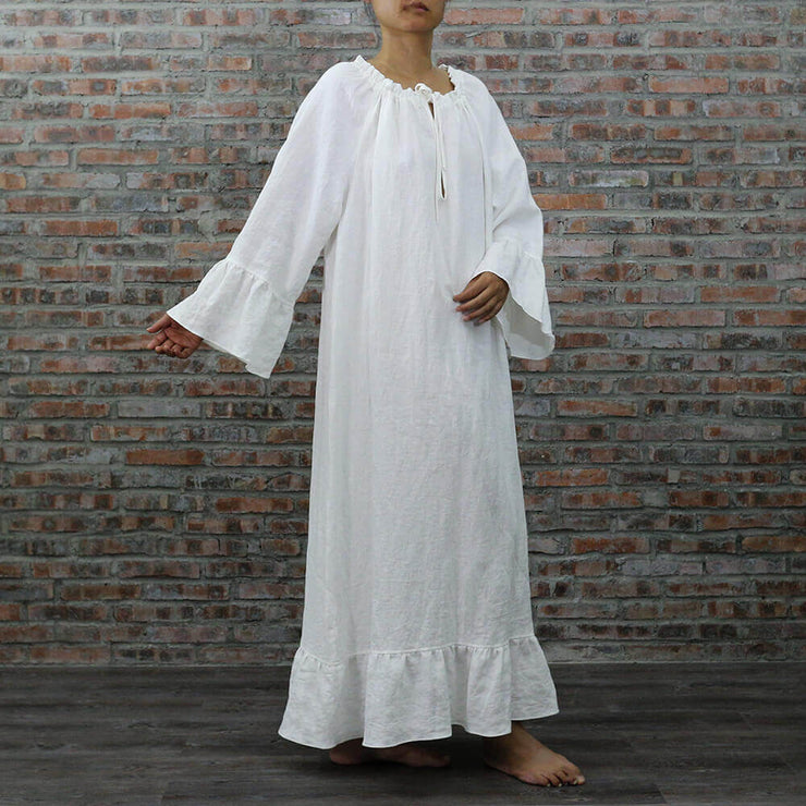 Full Length Washed Linen Raglan Nightdress