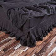Ruffled Border Linen Bedskirt Black - Linenshed