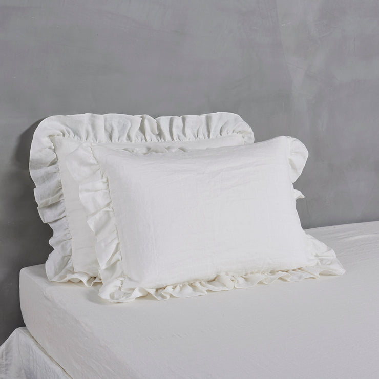 Ruffled Border Linen Pillowcases - Linenshed