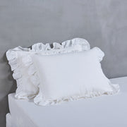 Romantic Ruffled Pillowcases | Natural Linen Ruffles Shams Pillow Cove