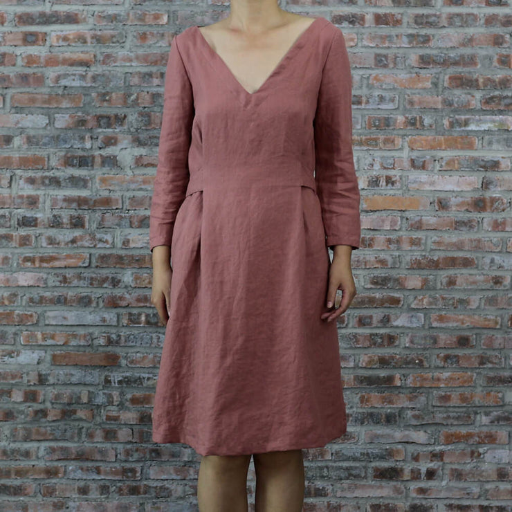2/3 Sleeves Linen Vintage Style Dress - Linenshed 