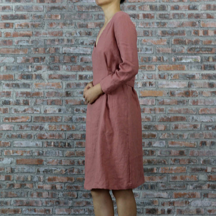 French Vintage Linen Dress with Button Back - Linenshed