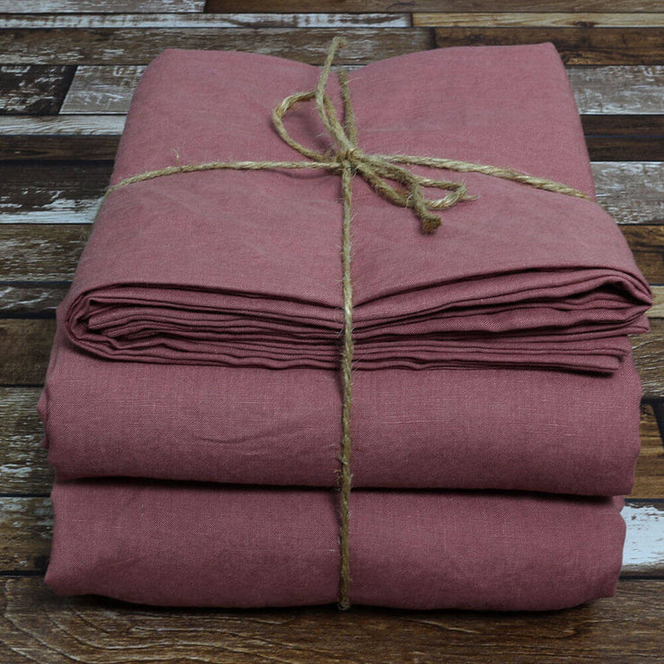 100 % Linen Sheets Set Brick - Linenshed