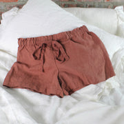 Soft Washed Linen Shorts  Brick