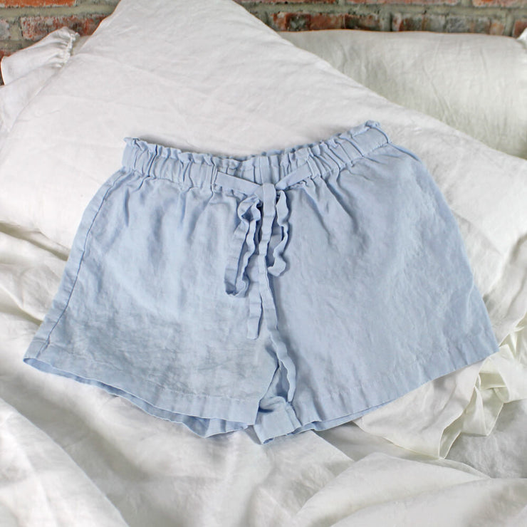 Soft Washed Linen Shorts Icy Blue