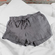Soft Washed Linen Shorts Lead Gray