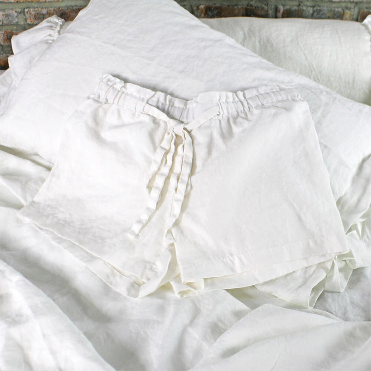 Soft Washed Linen Shorts Optic White