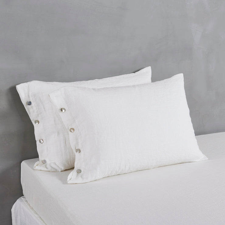 Linen Shell Button Back Shell Buttoned Linen Pillowcases 100% Pure Natural Pillow Covers Shell