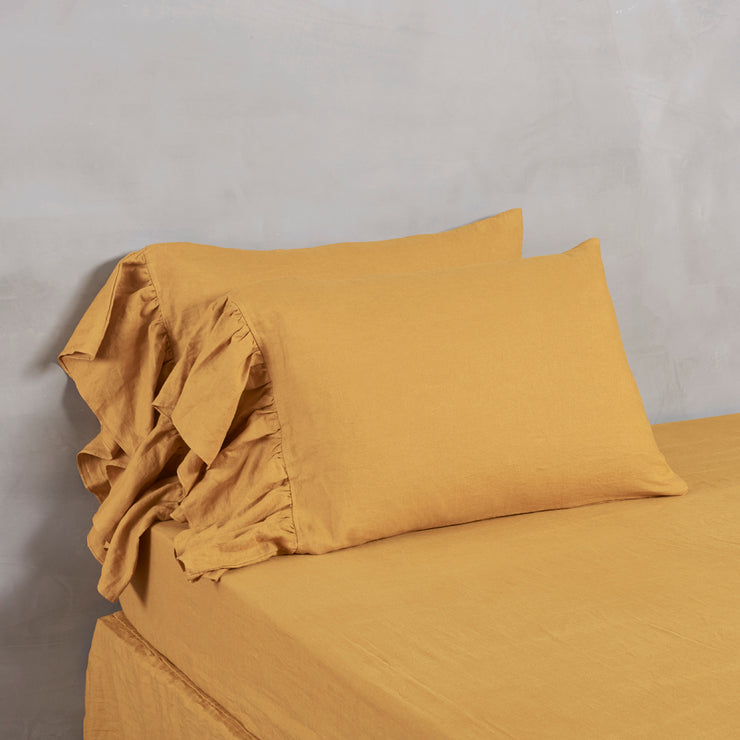 Side Ruffles Romantic Linen Pillowcases  
