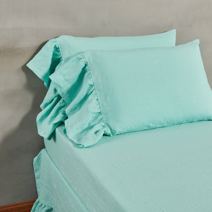 Side Ruffles Romantic Linen Pillowcases 