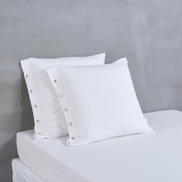 Euro Side Buttoned Pillowcases Optic White - Linenshed