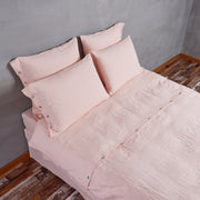 Top Buttoned Pink Linen Duvet Cover - Linenshed