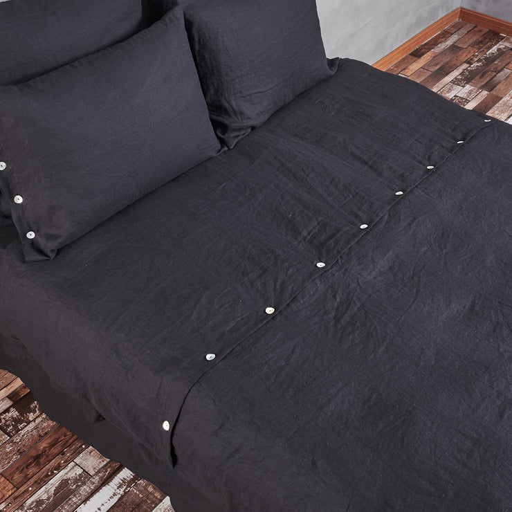 Linen Shell Button Back Shell Top Buttoned Linen Duvet Cover 100% Pure Linen Duvet Covers Shel