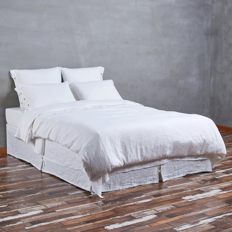 Optic White Top Buttoned Linen Duvet Cover Optic White - Linenshed