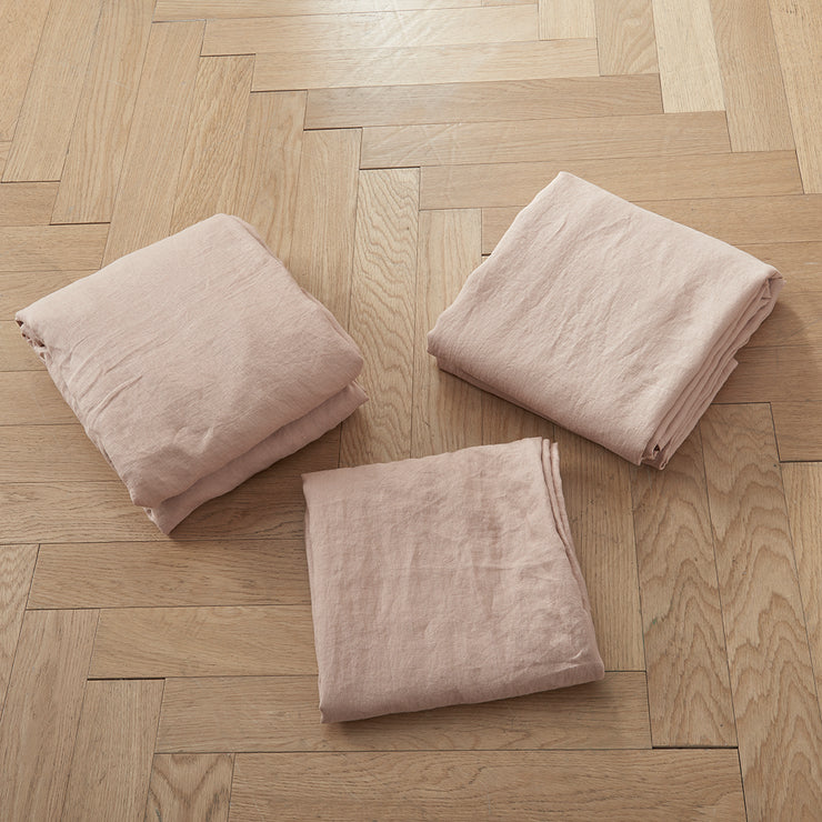 Nude Linen Fitted Sheet and Flat Sheet Set - Linenshed