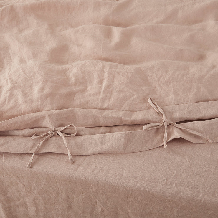 Ties Closure of Linen Duvet Cover Nude - Linenshed