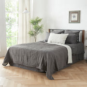 Lead Grey Linen Bedspread - Linenshed