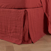 Split-corner Linen Bedskirt red - Linenshed