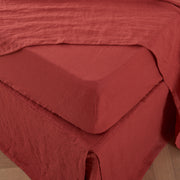 Linen Fitted Sheet Red - Linenshed