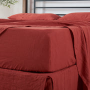 Red Linen Fitted Sheet - Linenshed
